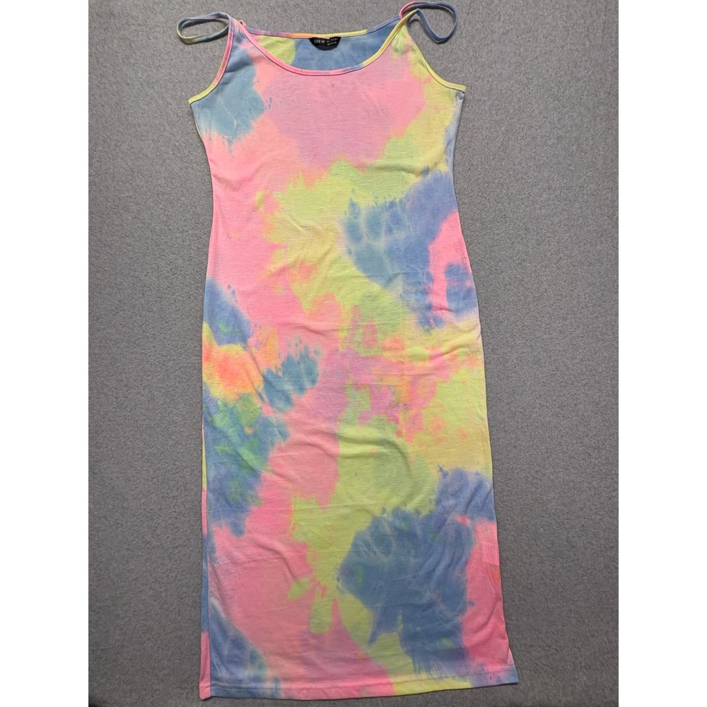 SHEIN Pastel Tie-Dye Spaghetti Strap Maxi Dress in Pink, Blue, Yellow